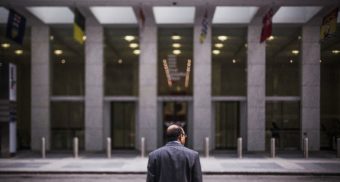 Man at stairs