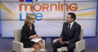 Employment Lawyer Alex Lucifero, Partner at Samfiru Tumarkin LLP, is sitting in the CTV Morning Live Ottawa studio with host Annette Goerner for an interview about relationships in the workplace.