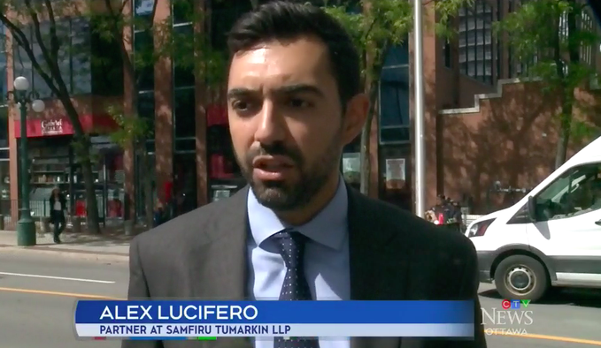 Employment Lawyer Alex Lucifero, Partner at Samfiru Tumarkin LLP, conducts an interview with CTV News about Ottawa City Councillor Rick Chiarelli and sexual harassment allegations.