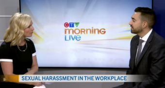 Employment Lawyer Alex Lucifero, Partner at Samfiru Tumarkin LLP, is sitting in the CTV Morning Live Ottawa studio with host Annette Goerner for an interview about sexual harassment in the workplace.