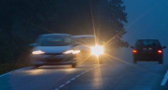 cars on road, night