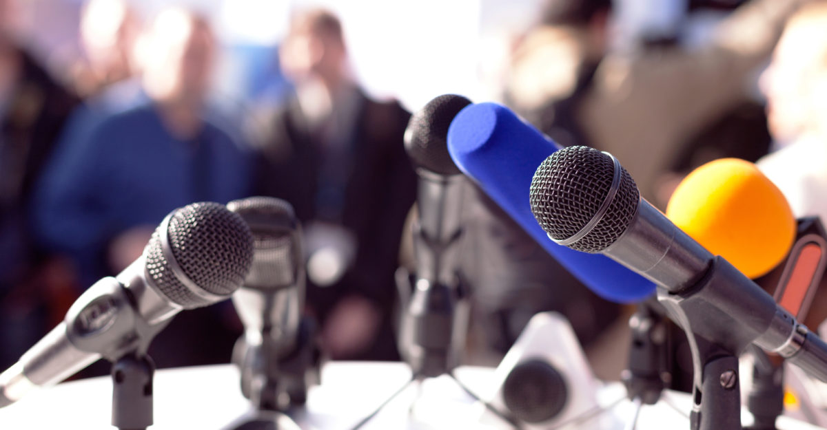 microphones, media scrum