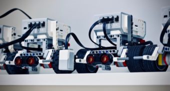 Four legobots are lined up beside one another. Waterloo-based Clearpath Robotics has been bought by Rockwell Automation for $600 million.