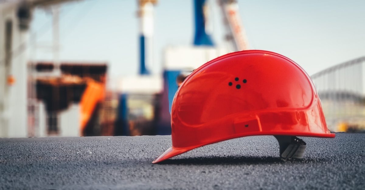 A safety helmet worn on construction sites by workers who observe Labour Day in Ontario.