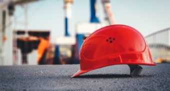 A safety helmet worn on construction sites by workers who observe Labour Day in Ontario.