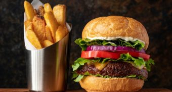 A hamburger and fries, a fast food staple from companies like RBI.