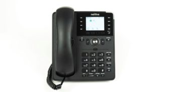 A phone providing communications services, like those offered by Mitel in Canada.