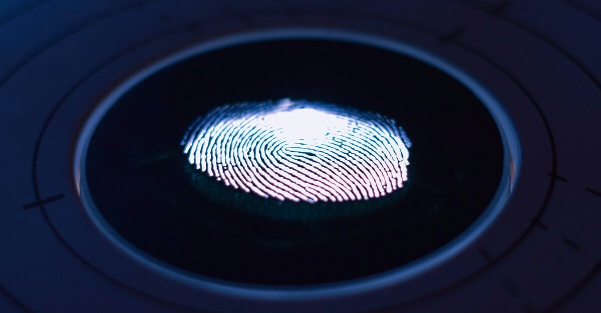 A digital scan of a fingerprint, potentially conducted by an employee at Commissionaires Ottawa.