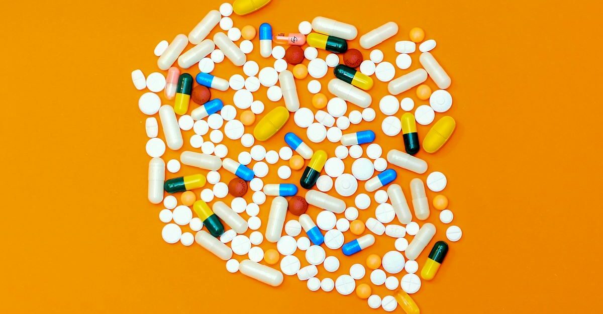 A pile of pills and prescription medication.