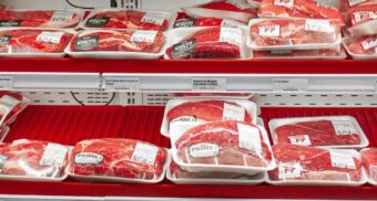 Various packs of beef are sold in a grocery store, perhaps supplied by Sofina.