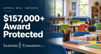 Youth activity room beside “$157,000+ Award Protected” and the Samfiru Tumarkin LLP logo.