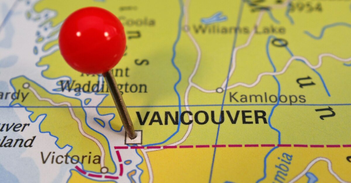 A map of Vancouver, British Columbia.