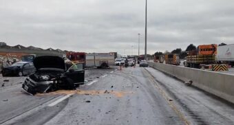 A photo of two crashes that took place on Highway 427 near Finch Avenue West in Etobicoke. (Photo: OPP_HSD / X/Twitter)