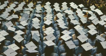 University students in British Columbia attend a graduation ceremony.