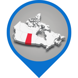 3D map of Canada with Saskatchewan highlighted in red