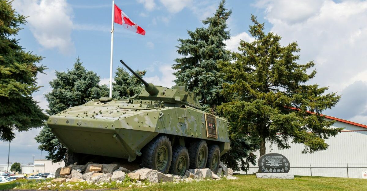 armoured-vehicle-canadian-armed-forces An armoured vehicle used by the Canadian Armed Forces.