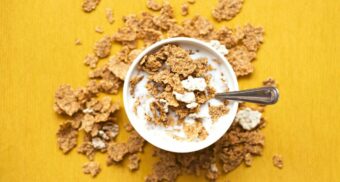 cereal-bowl A bowl haphazardly filled with cereal and milk.