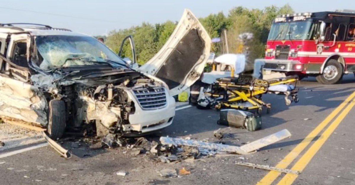 6-hurt-serious-crash-arthur-ontario-july-2025 A photo of a serious head-on collision near Arthur, Ontario that took place on July 14, 2025. (Photo: Wellington OPP)