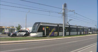 Police are on the scene of a collision involving an Eglinton Crosstown LRT vehicle in Scarborough on Saturday, Aug. 9, 2025. (photo credit: CP24)