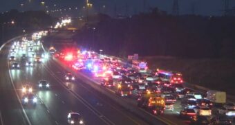 A photo of a serious multi-vehicle collision on Highway 403 in Mississauga. (Photo: Ministry of Transportation)