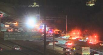 A 4-vehicle crash on the Weston Road on-ramp to the WB Highway 401 on Jan. 29, 2026. (Photo: MTO)