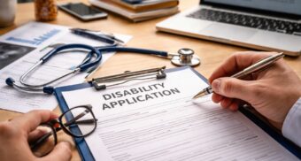 Person reviewing CPP disability application and medical documents after a claim denial in Canada.