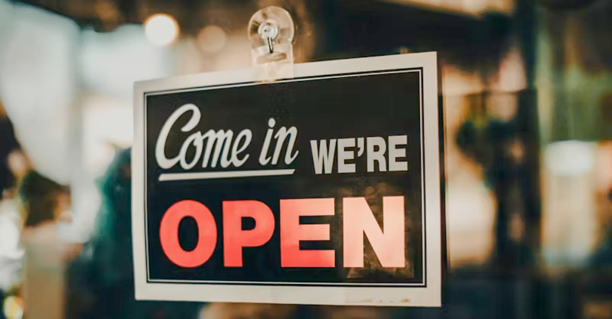 A sign on a store says 